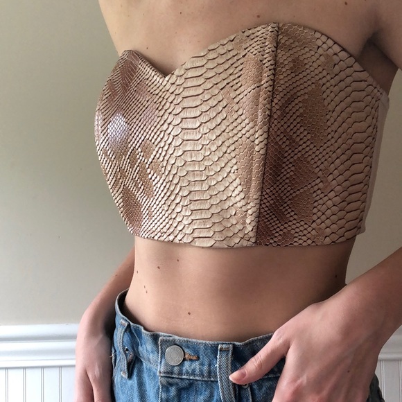 Vintage Tops - Vintage Snakeskin Corset Bandeau Top
